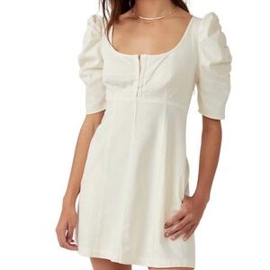 Free People Cream Puff Sleeve Mini Dress